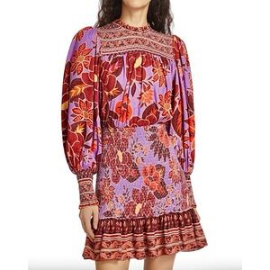 FARM RIO Smocked Sweet Floral Mini Dress -M